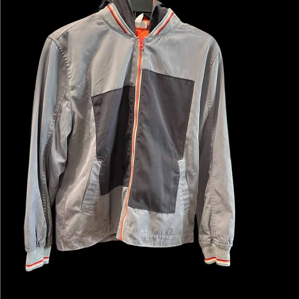 Boys Colorful Planet Lightweight Two Toned Grey and Orange Jacket 14/16‎